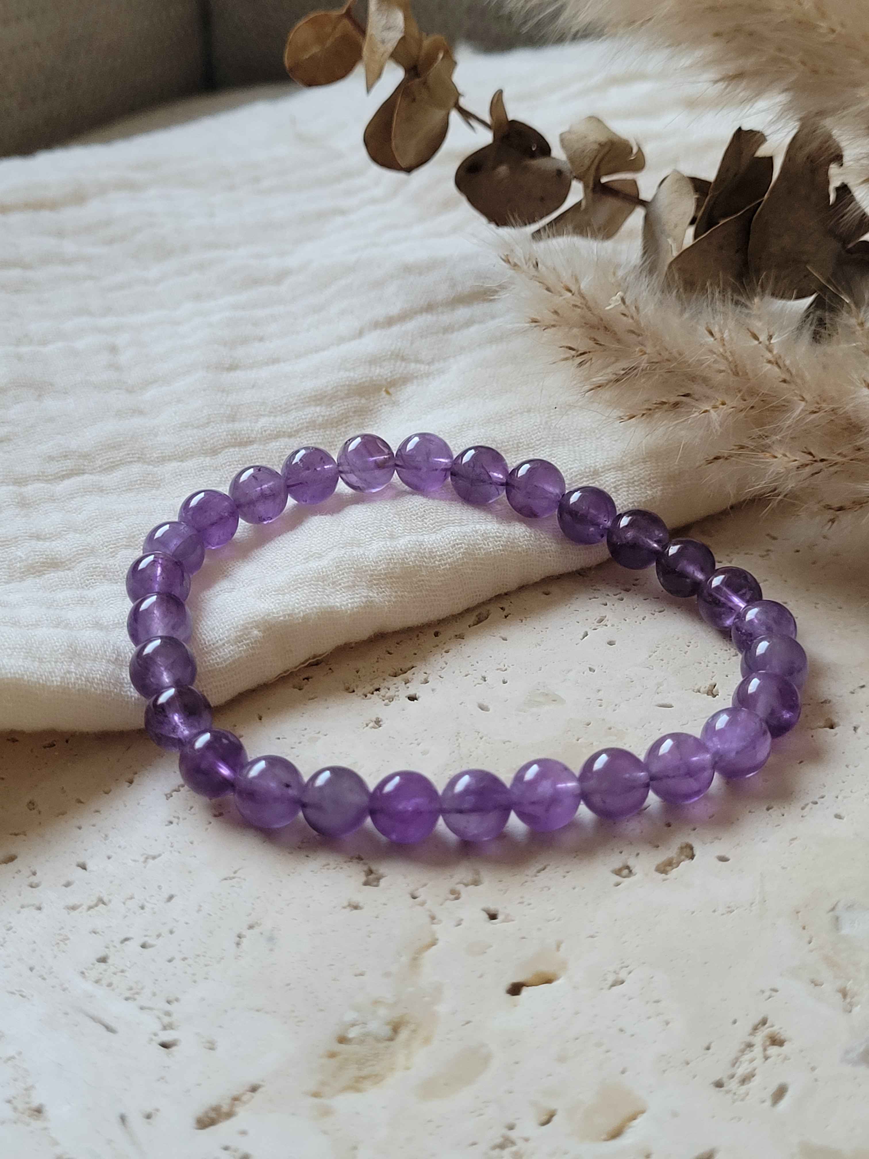 Bracelet Améthyste – Perles 8mm