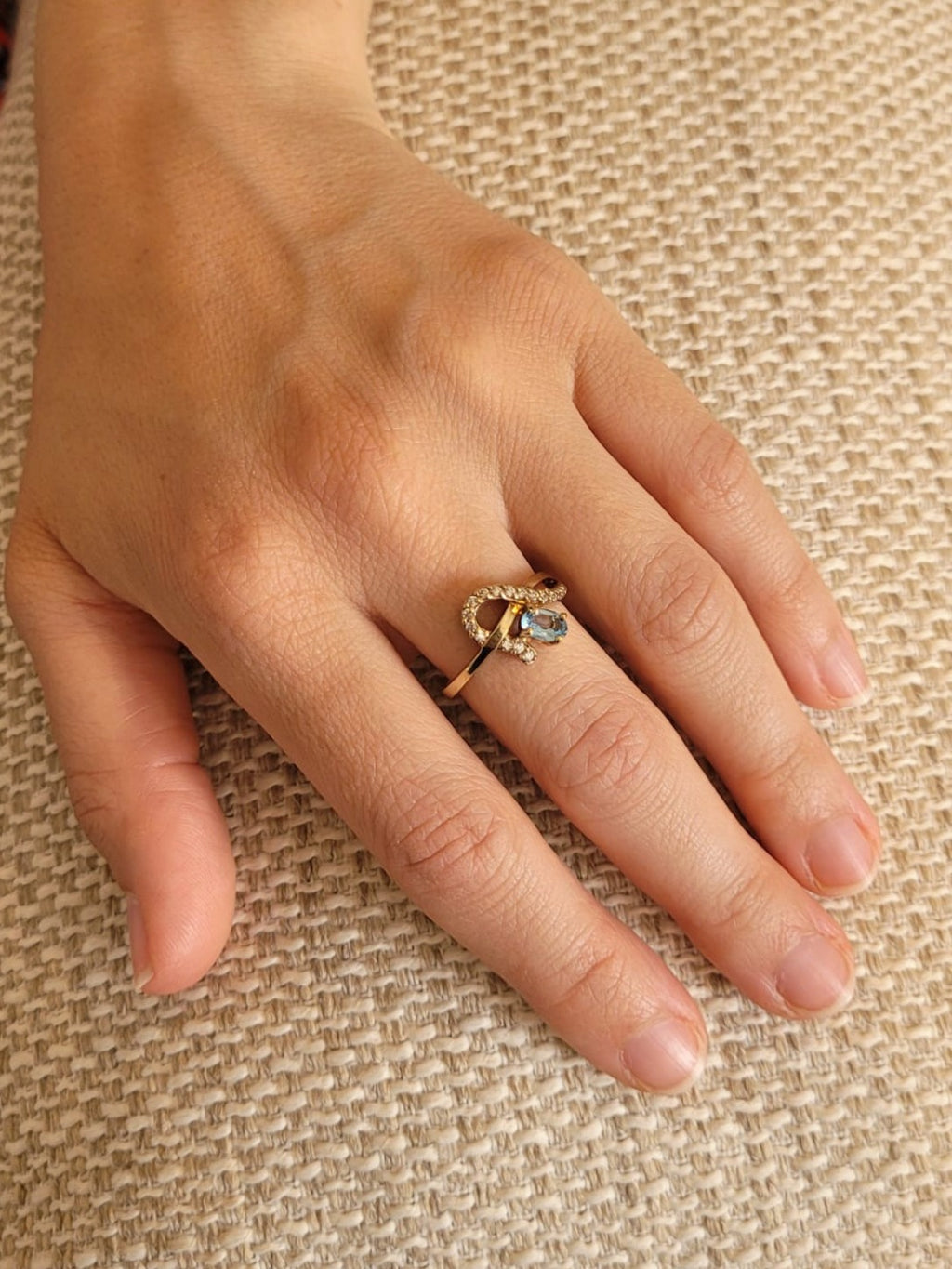 Bague Argent 925 doré & Topaze Bleue