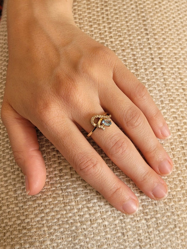 Bague Argent 925 doré & Topaze Bleue