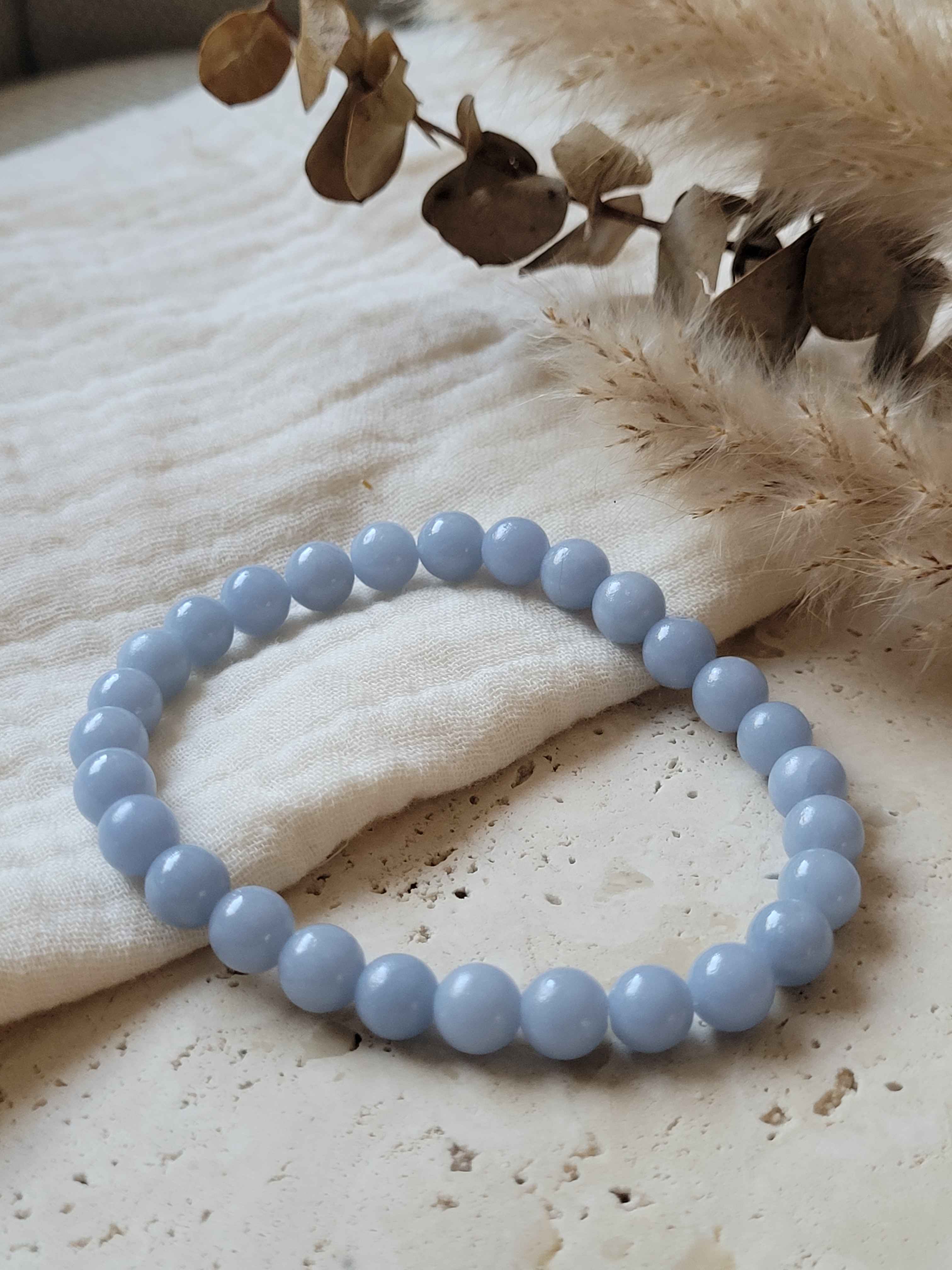 Bracelet Angélite – Perles 8 mm
