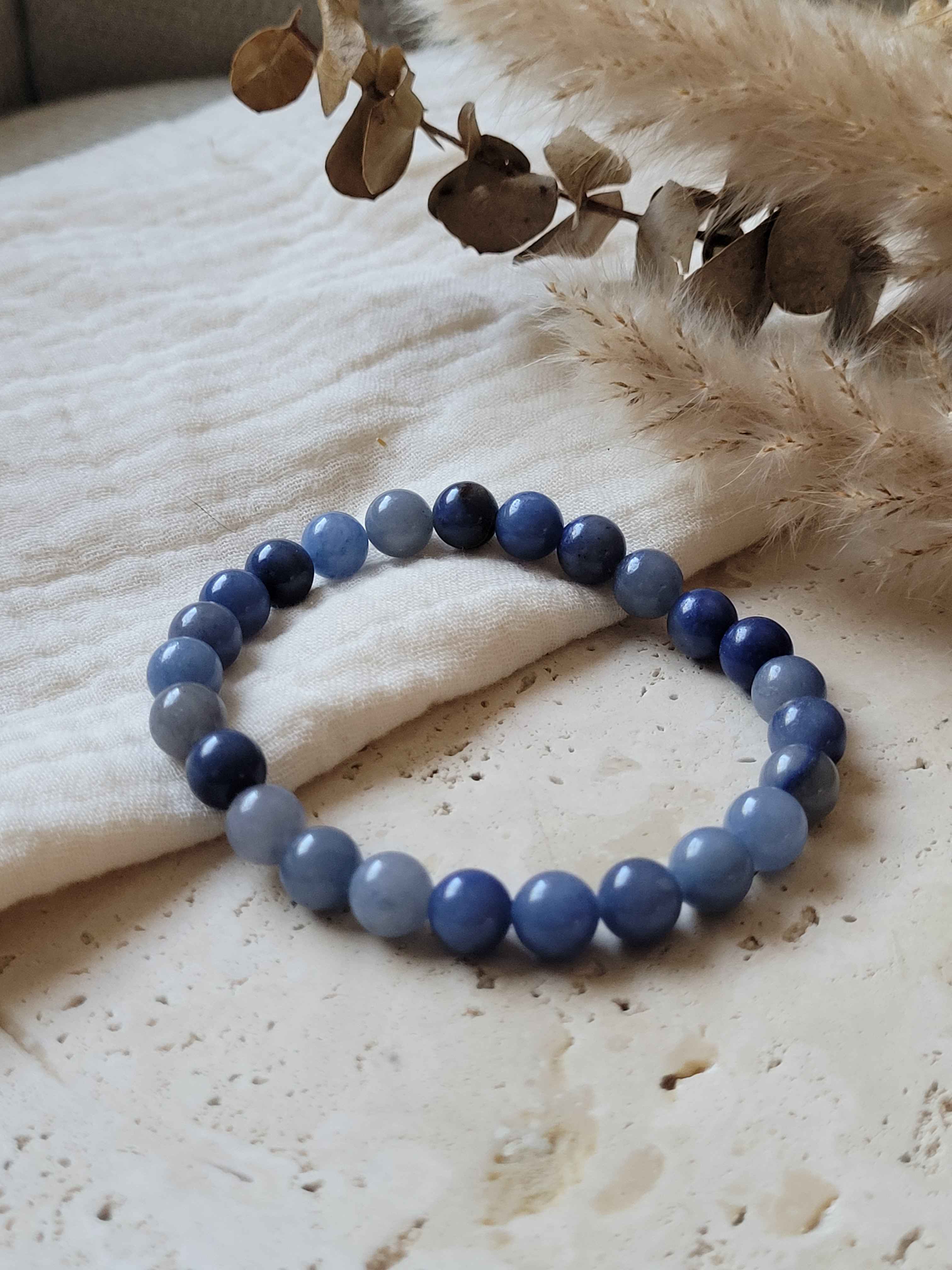 Bracelet Aventurine Bleue – Perles 8 mm