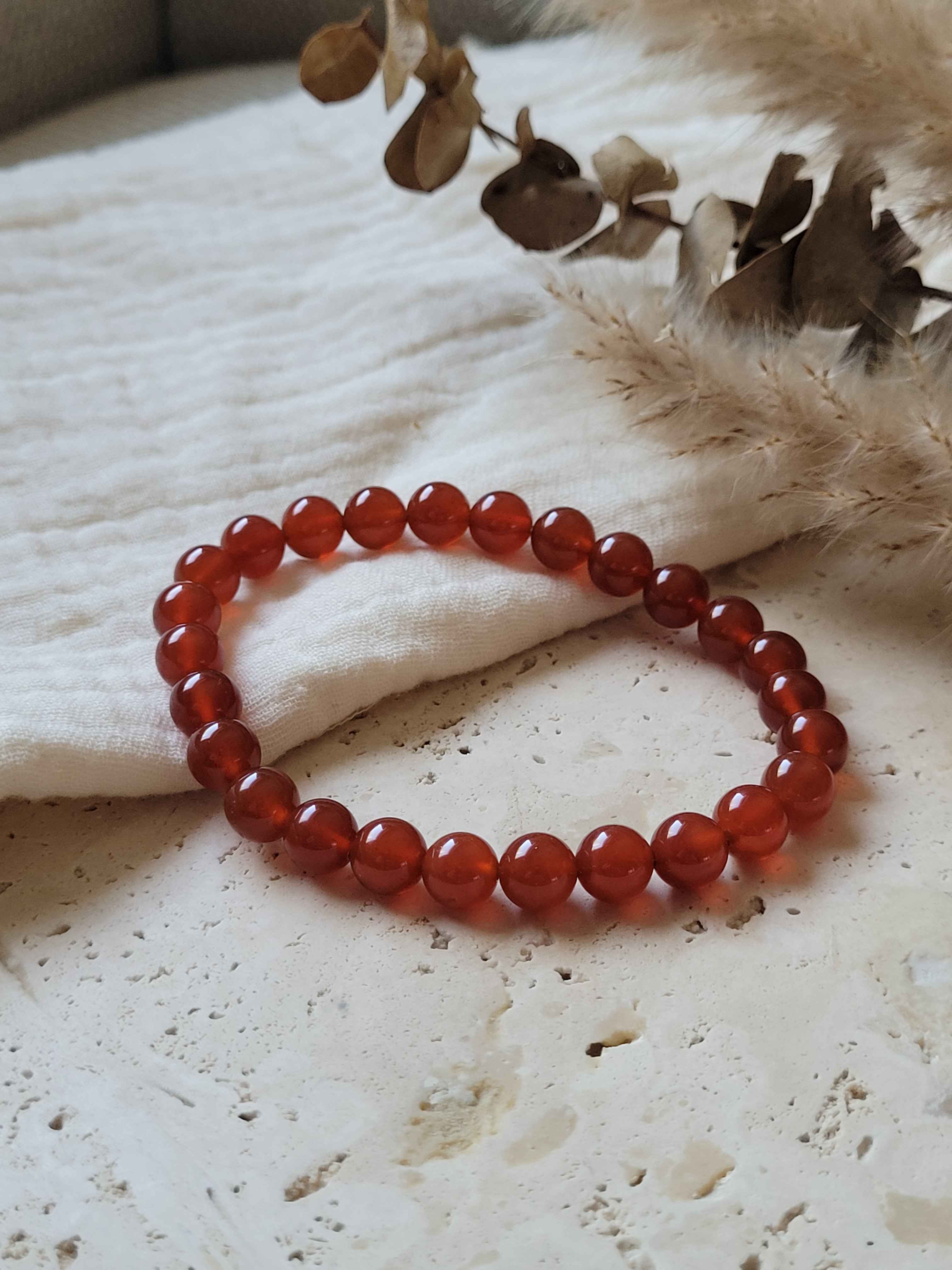 Bracelet Agathe Cornaline Rouge – Perles 8 mm