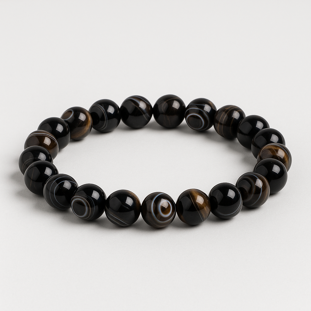 Bracelet Agathe Œil Noir – Perles 8mm