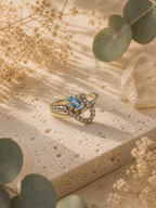 Bague Argent 925 doré & Topaze Bleue