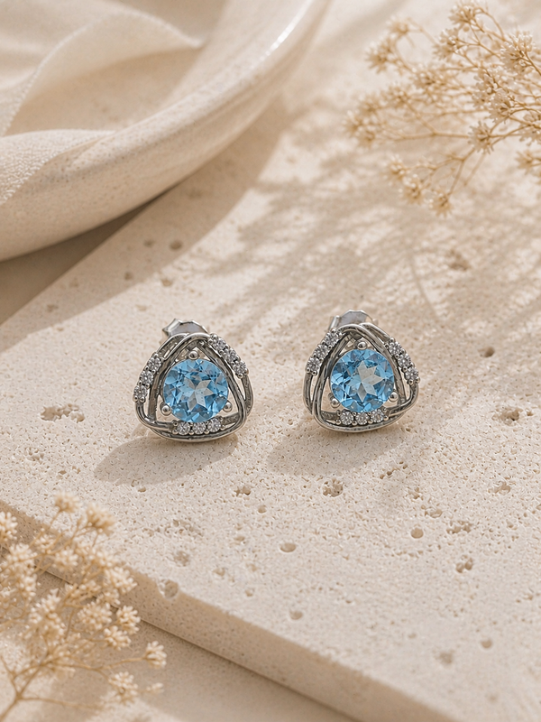 Boucles d’oreilles en argent 925 avec topaze claire