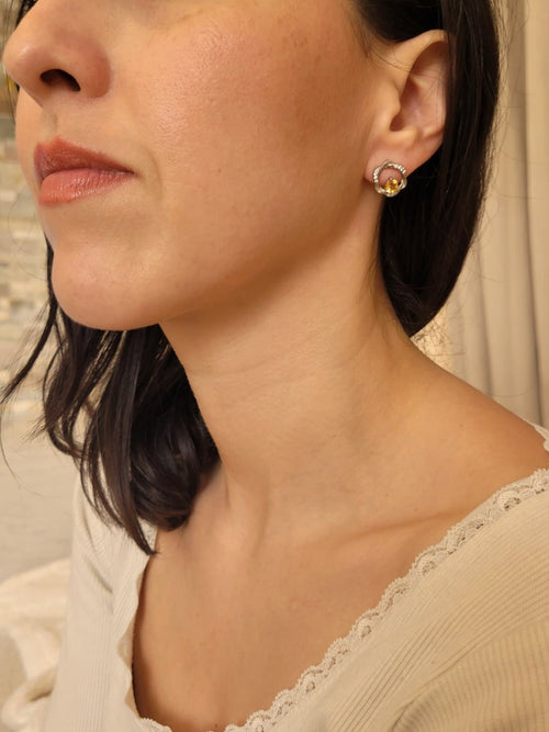 Boucles d’oreilles en argent 925 avec citrine portées