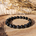 Bracelet en perles d’agate œil noir naturelle 8 mm