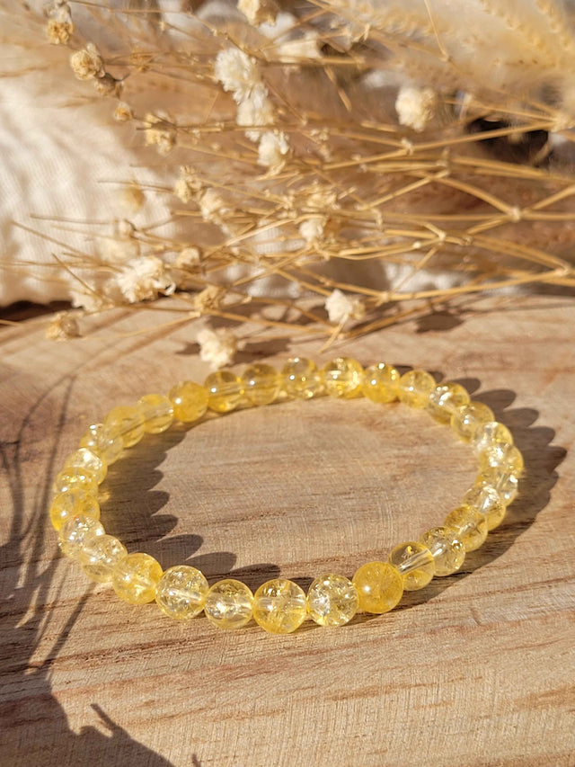 Bracelet en perles de citrine naturelle 6 mm