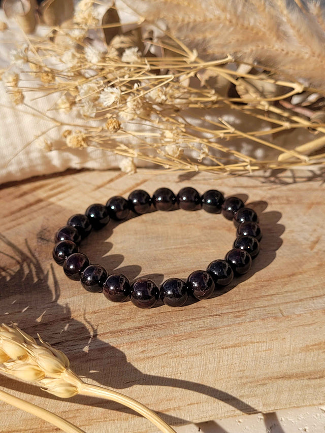Bracelet en perles de grenat naturel 8 mm