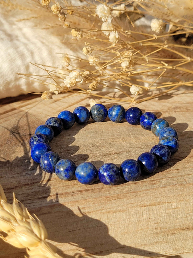 Bracelet en perles de lapis-lazuli naturel 8 mm