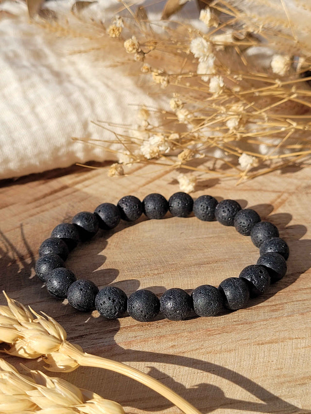 Bracelet en perles de pierre de lave naturelle 8 mm