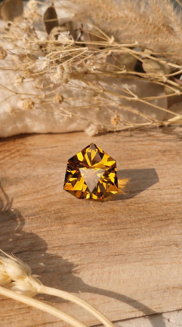 Citrine naturelle facettée taille bouclier de 0.78 carat réalisée par Malisa Bijoux