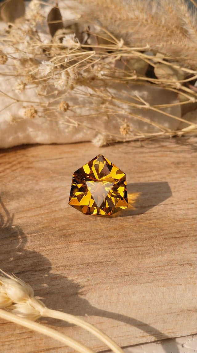 Citrine naturelle facettée taille bouclier de 0.78 carat réalisée par Malisa Bijoux