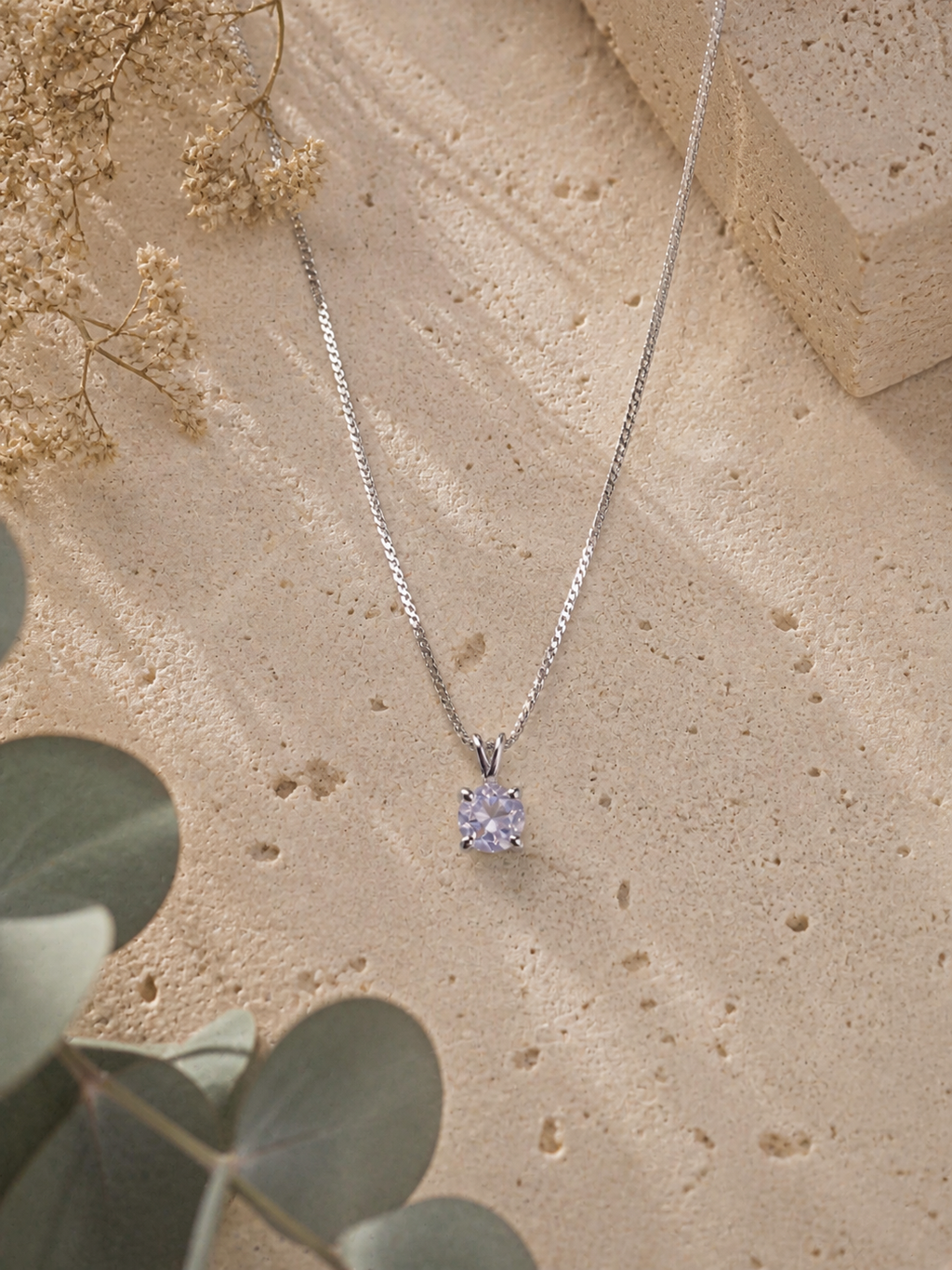 Collier en argent 925 avec quartz rose naturel facetté