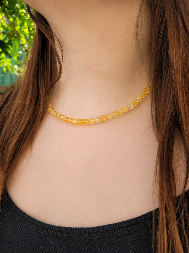 Collier en perles de citrine naturelle 6 mm