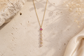 Collier en argent 925 doré avec grenat naturel et quartz rose