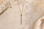 Collier en argent 925 doré avec grenat naturel et quartz rose
