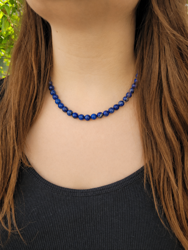 Collier en perles de lapis-lazuli naturel 8 mm