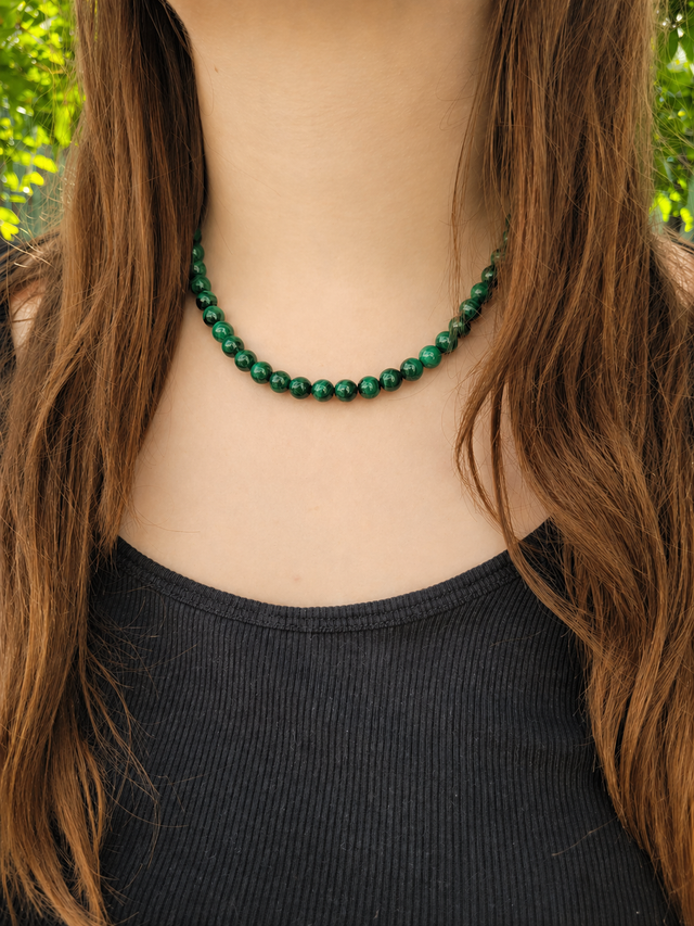 Collier en perles de malachite naturelle 8 mm