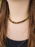 Collier en perles d’œil de tigre naturel 8 mm