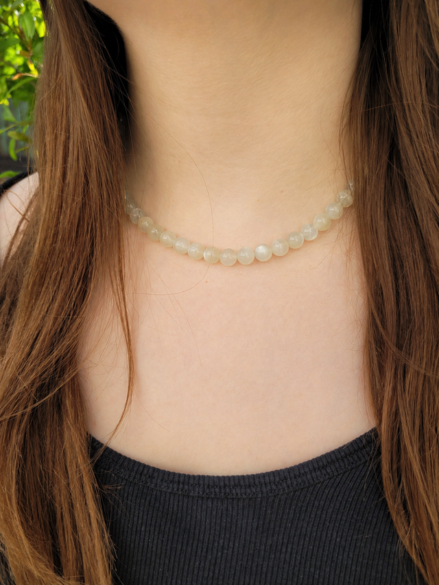 Collier en perles de pierre de lune naturelle 8 mm