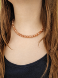 Collier en perles de pierre de soleil naturelle 8 mm