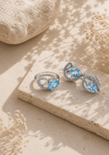 Parure en argent 925 avec topaze bleue composée d’une bague et de boucles d’oreilles