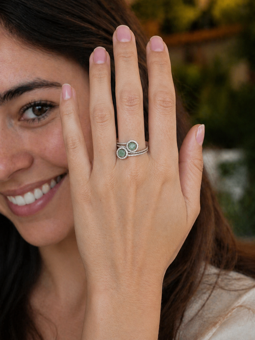 Bague Aventurine Double - Argent 925